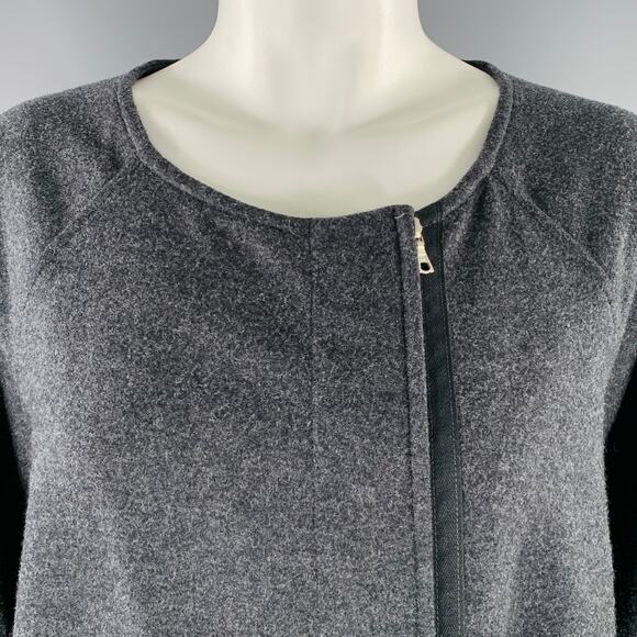 DRIES VAN NOTEN Size S Grey Wool Cashmere Collarless Zip Up Coat - Picture 2 of 6